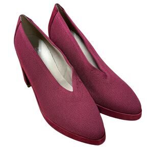Eileen Fisher NWOB Signy Stretch Knit Block Heel Pumps Burgundy Size 7.5 Padded